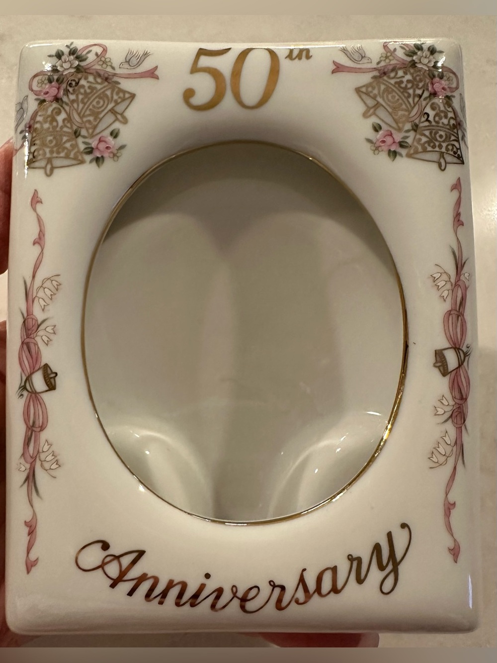 Lefton China 50th Anniversary Porcelain Photo Frame